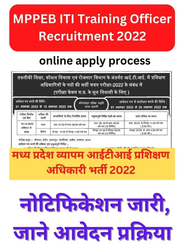 MPPEB ITI Training Officer Recruitment 2022 online apply